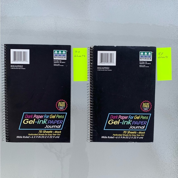 Riverside Paper Company Other - Riverside Gel Ink Paper Dark Black Acid Free Paper Journal Spiral Pads ~ 2 Pads